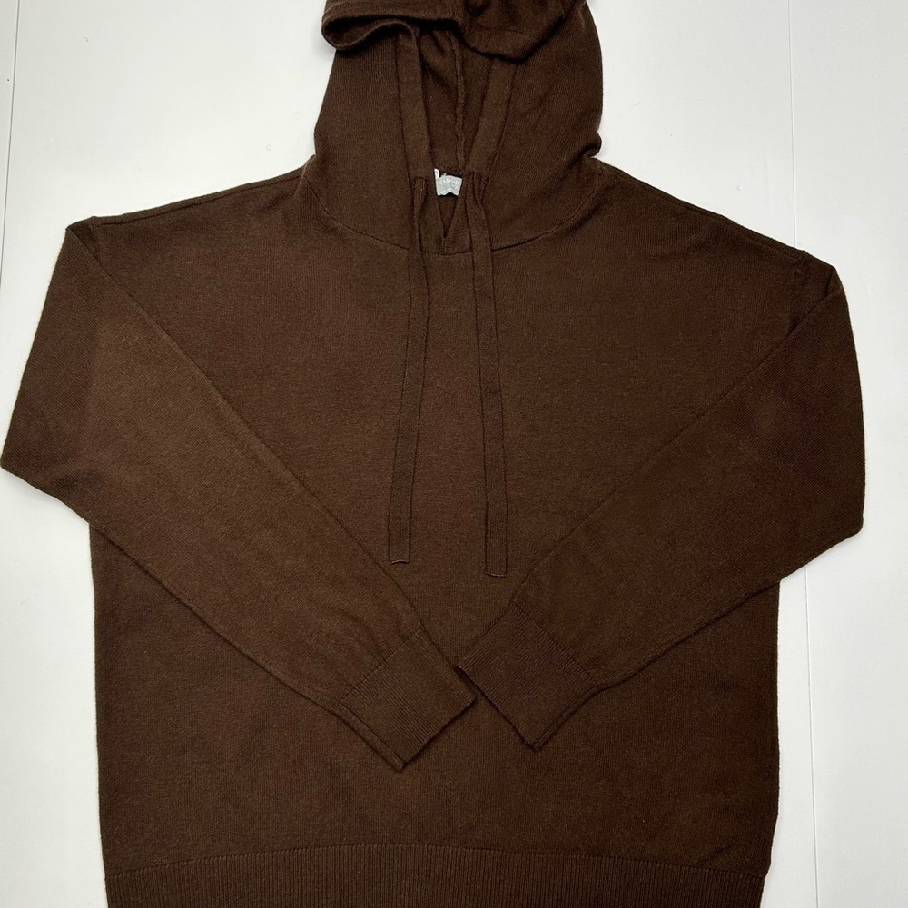 Women's Brown Cashmere Wool Blend Hooded Sweater S By Members  Mark
